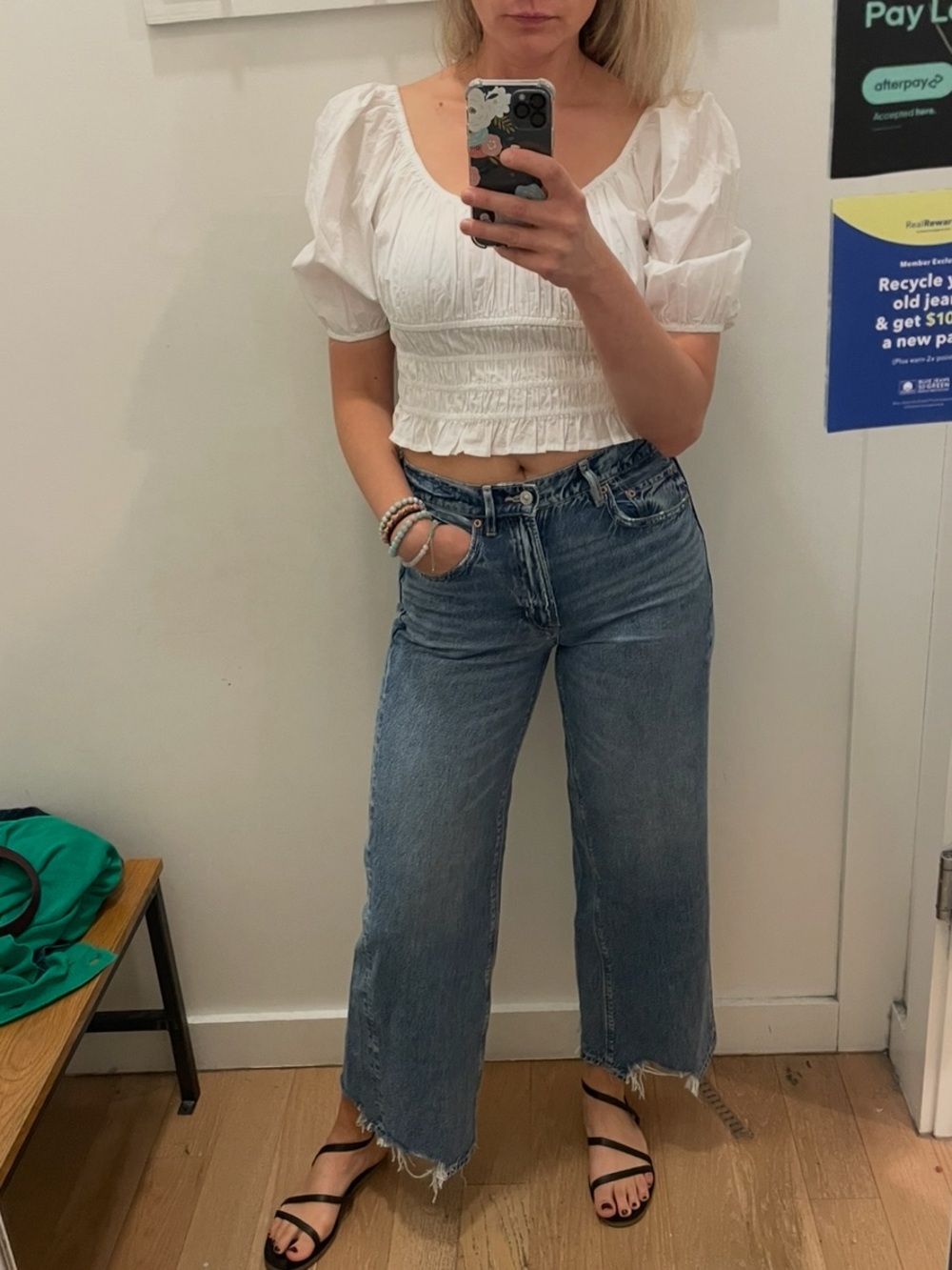 American Eagle Smocked cotton crop top